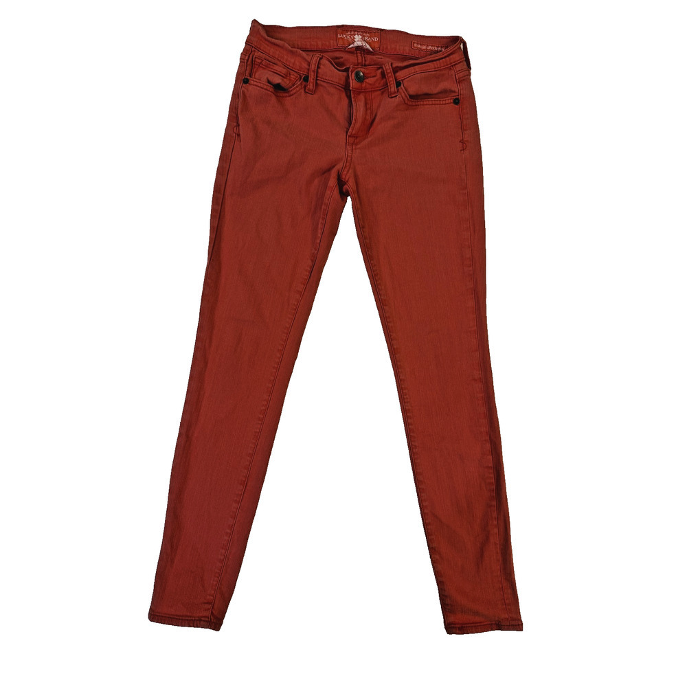 Lucky‎ Brand Jeans Womens Sz 4 Red Charlie Super Skinny Stretch Statement Denim